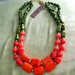 Studio Barse Green and Orange Statement Necklace